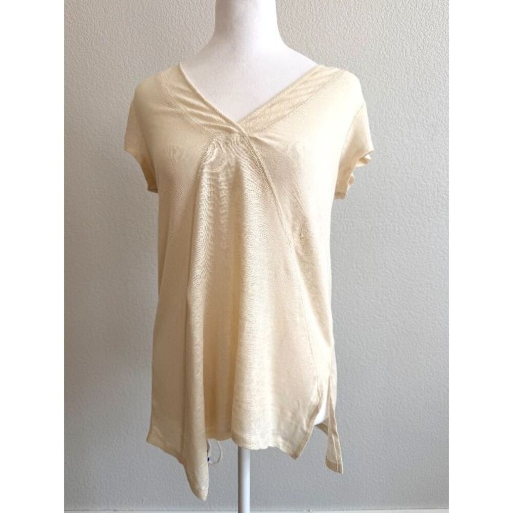 NWT Anthropologie Meadow Rue 100% Linen Asymmetric V-Neck Tee XS